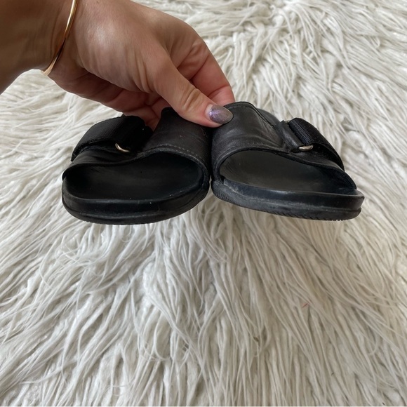 Prada Sport Leather Buckle Black Vintage Y2K Open Toe Heeled Sandal Mules 36.5 - Picture 4 of 10